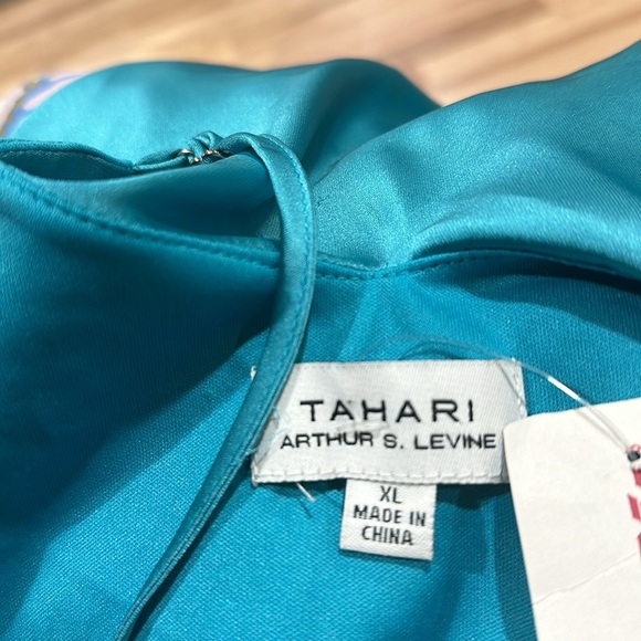 Tahiti Arthur S.Levine Teal Satin Midi Dress - Picture 5 of 11